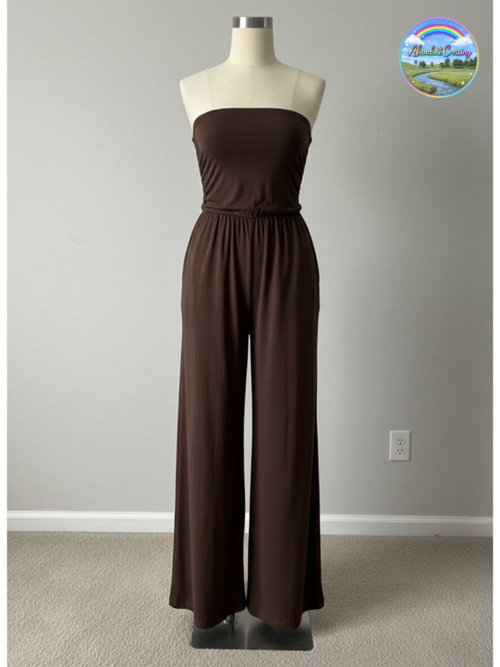 BTFBM Strapless Wide Leg Jumpsuit Women Ruched Tube Top Long Pant Romper